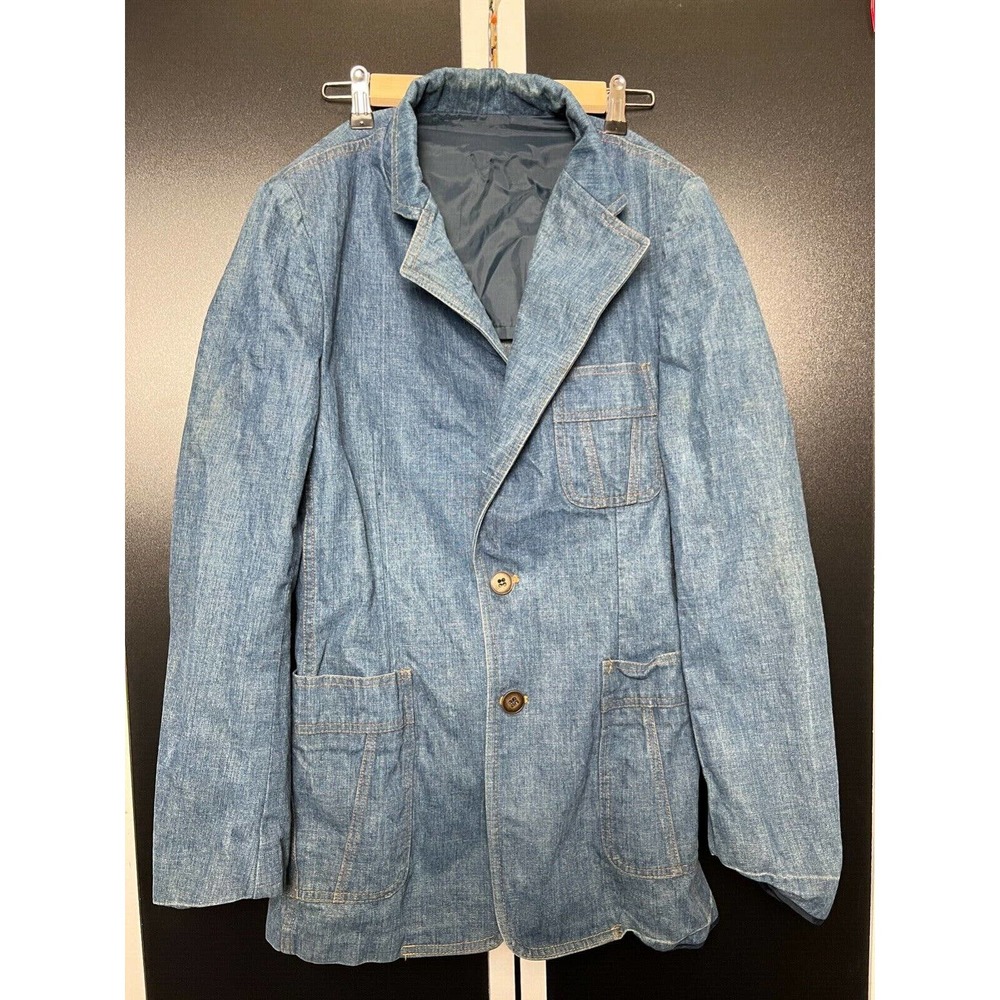 Lee Womens Denim Barn Coat Jacket unlined MED Work Pockets Collar